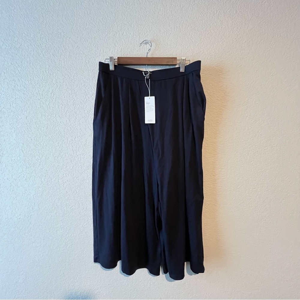 NWT Eileen Fisher Boho Wide Leg Yogi Culottes Cropped Jersey Navy Ink Pants SZ M - Picture 2 of 8